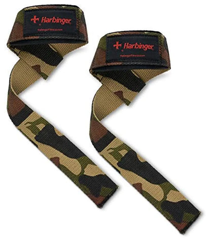 Harbinger Padded Cotton Lifting Straps with NeoTek Cushioned Wrist (Pair) Camo